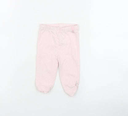 Mothercare Girls Pink  Cotton Cropped Leggings Size 3-6 Months