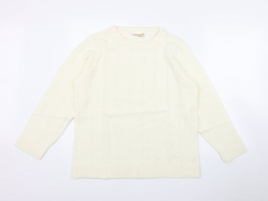 Daxon Womens Ivory Round Neck  Acrylic Pullover Jumper Size 14