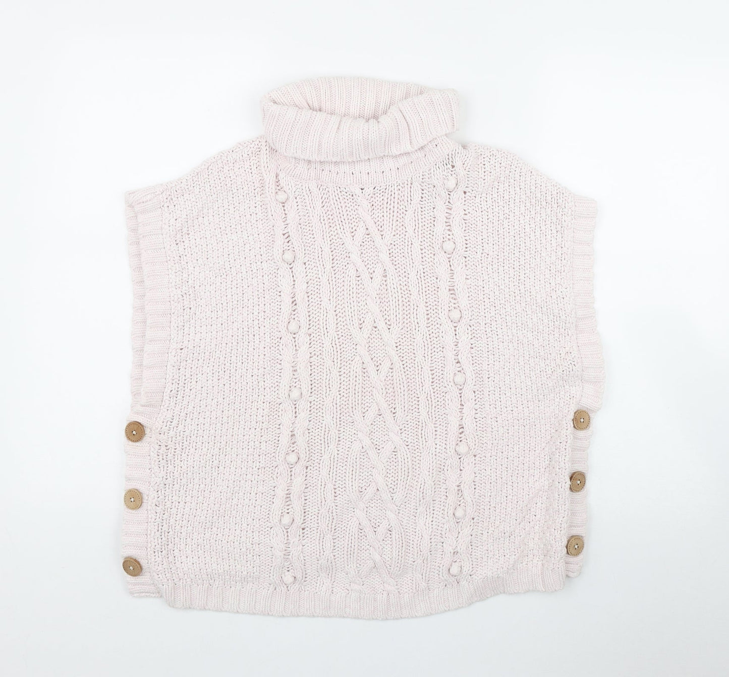 Lulurain Girls Pink Roll Neck  Polyester Vest Jumper Size 9-10 Years  Button
