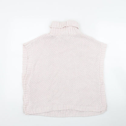 Lulurain Girls Pink Roll Neck  Polyester Vest Jumper Size 9-10 Years  Button