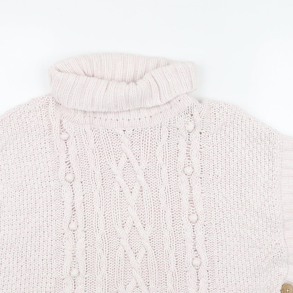 Lulurain Girls Pink Roll Neck  Polyester Vest Jumper Size 9-10 Years  Button