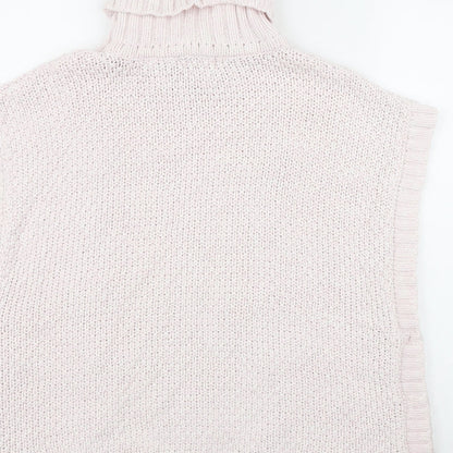 Lulurain Girls Pink Roll Neck  Polyester Vest Jumper Size 9-10 Years  Button