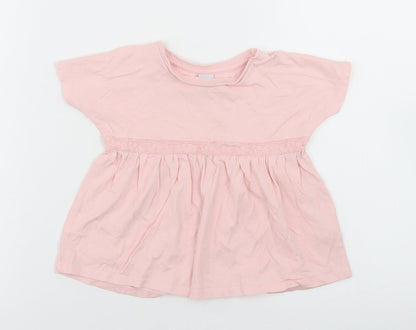 TU Girls Pink  Camel Basic T-Shirt Size 12-18 Months Crew Neck  - Peplum