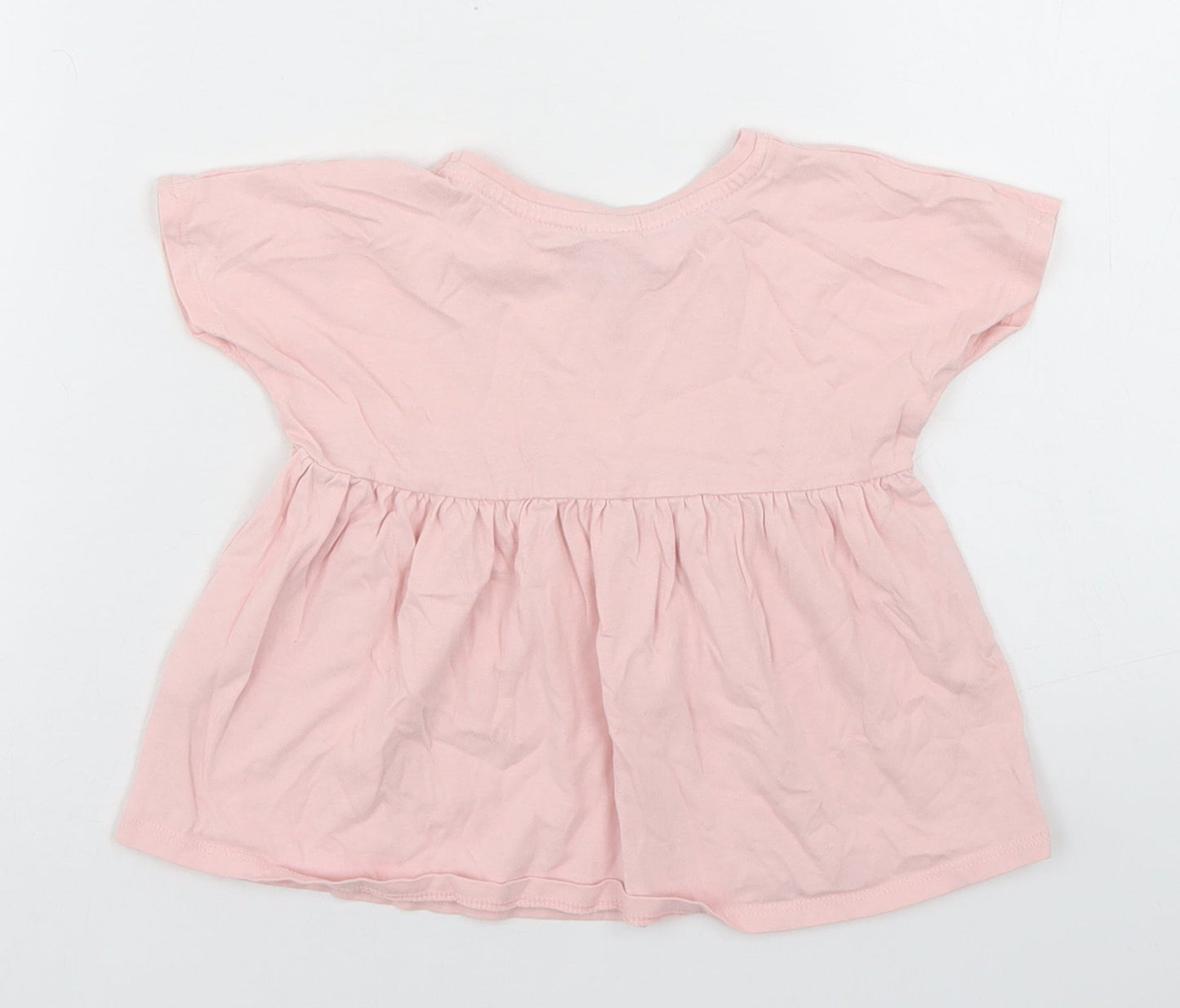 TU Girls Pink  Camel Basic T-Shirt Size 12-18 Months Crew Neck  - Peplum