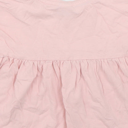 TU Girls Pink  Camel Basic T-Shirt Size 12-18 Months Crew Neck  - Peplum