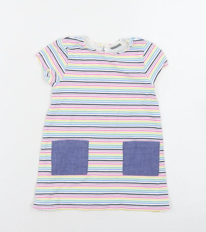 NEXT Girls Multicoloured Striped Viscose A-Line  Size 9-12 Months  Crew Neck