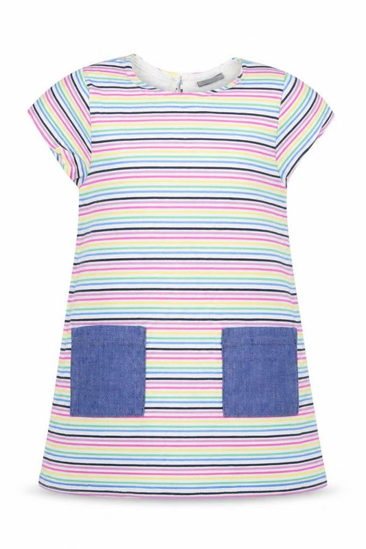 NEXT Girls Multicoloured Striped Viscose A-Line  Size 9-12 Months  Crew Neck