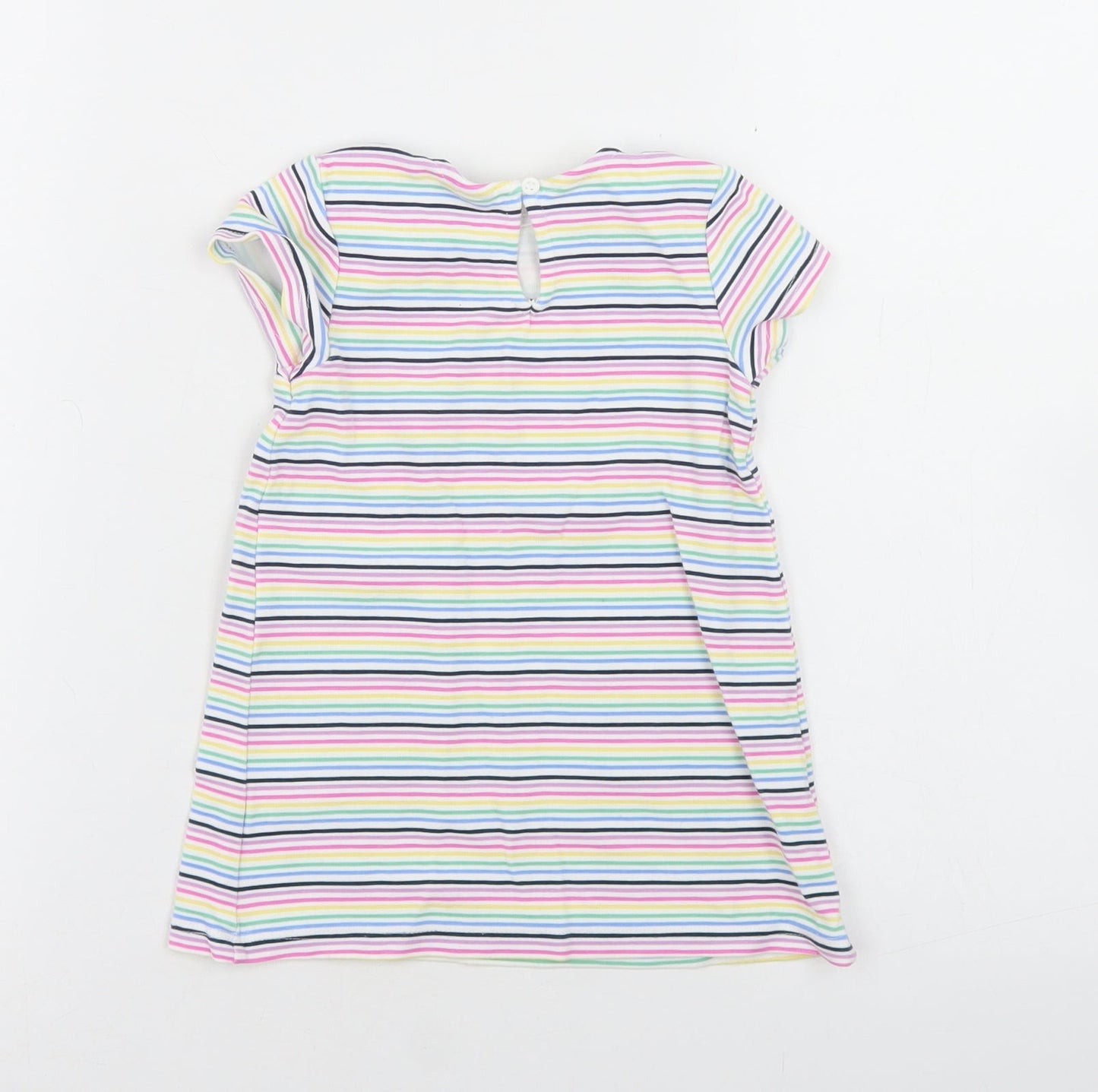 NEXT Girls Multicoloured Striped Viscose A-Line  Size 9-12 Months  Crew Neck