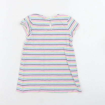 NEXT Girls Multicoloured Striped Viscose A-Line  Size 9-12 Months  Crew Neck