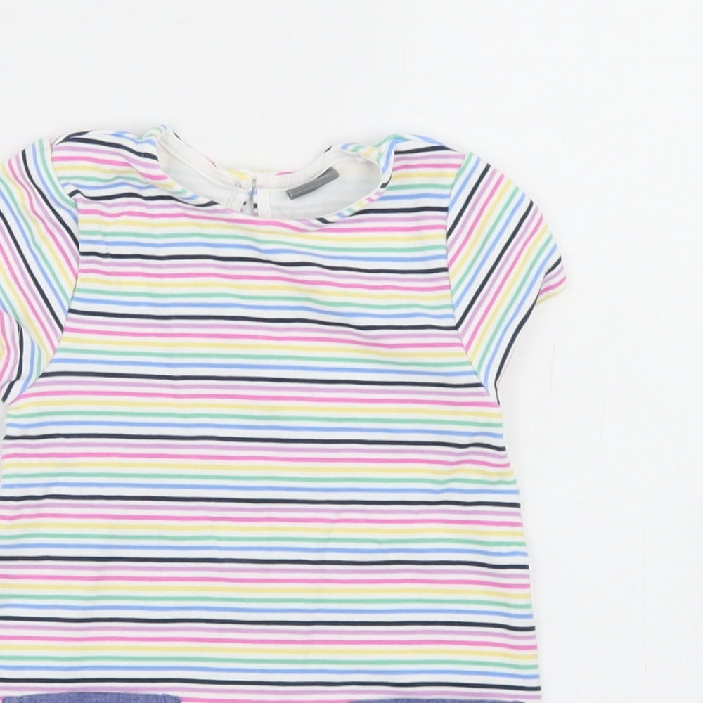 NEXT Girls Multicoloured Striped Viscose A-Line  Size 9-12 Months  Crew Neck