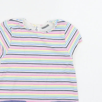 NEXT Girls Multicoloured Striped Viscose A-Line  Size 9-12 Months  Crew Neck