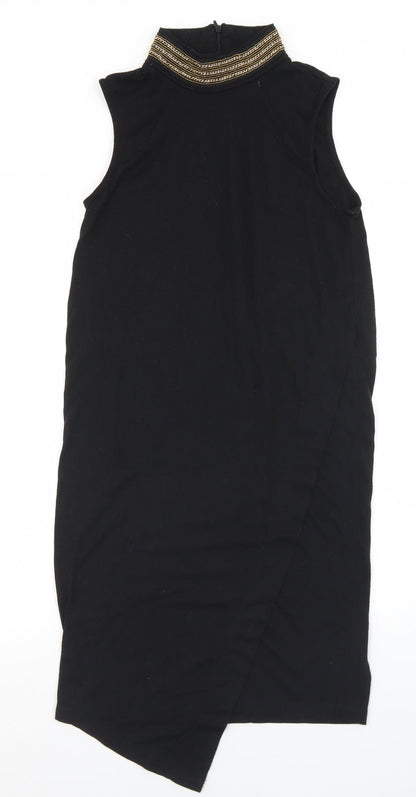 VERO MODA Womens Black  Polyester Tank Dress  Size S  Mock Neck Zip