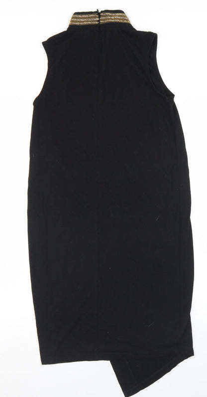VERO MODA Womens Black  Polyester Tank Dress  Size S  Mock Neck Zip