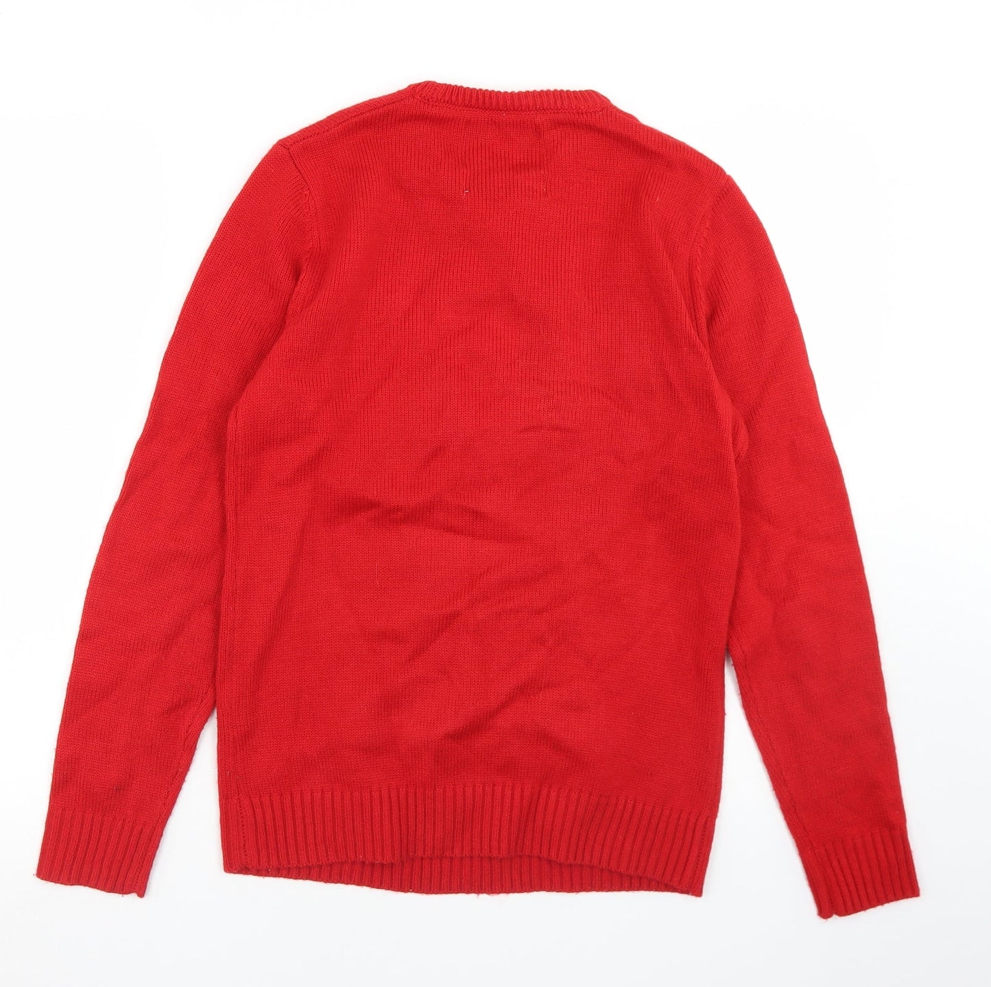 Cedar Wood State Mens Red Crew Neck  Acrylic Pullover Jumper Size XS   - Snowman Christmas