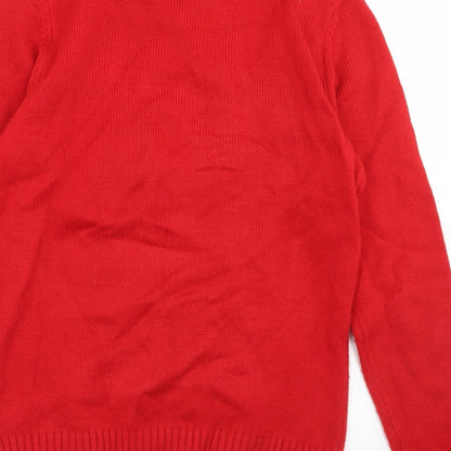 Cedar Wood State Mens Red Crew Neck  Acrylic Pullover Jumper Size XS   - Snowman Christmas