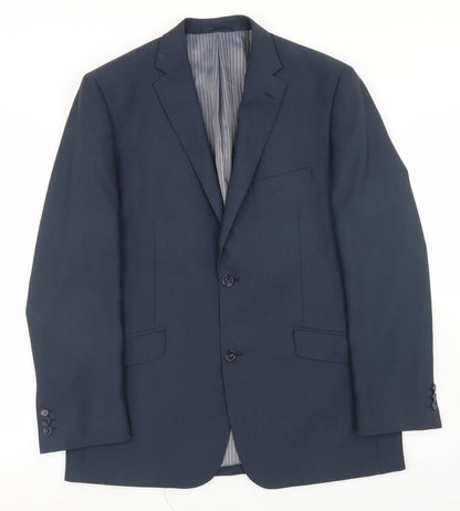 Preworn Mens Blue  Polyester Jacket Blazer Size 40