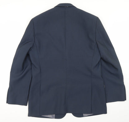 Preworn Mens Blue  Polyester Jacket Blazer Size 40