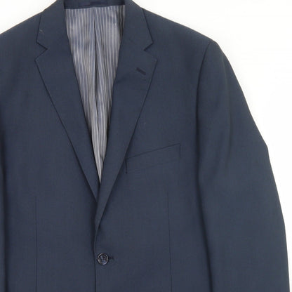 Preworn Mens Blue  Polyester Jacket Blazer Size 40