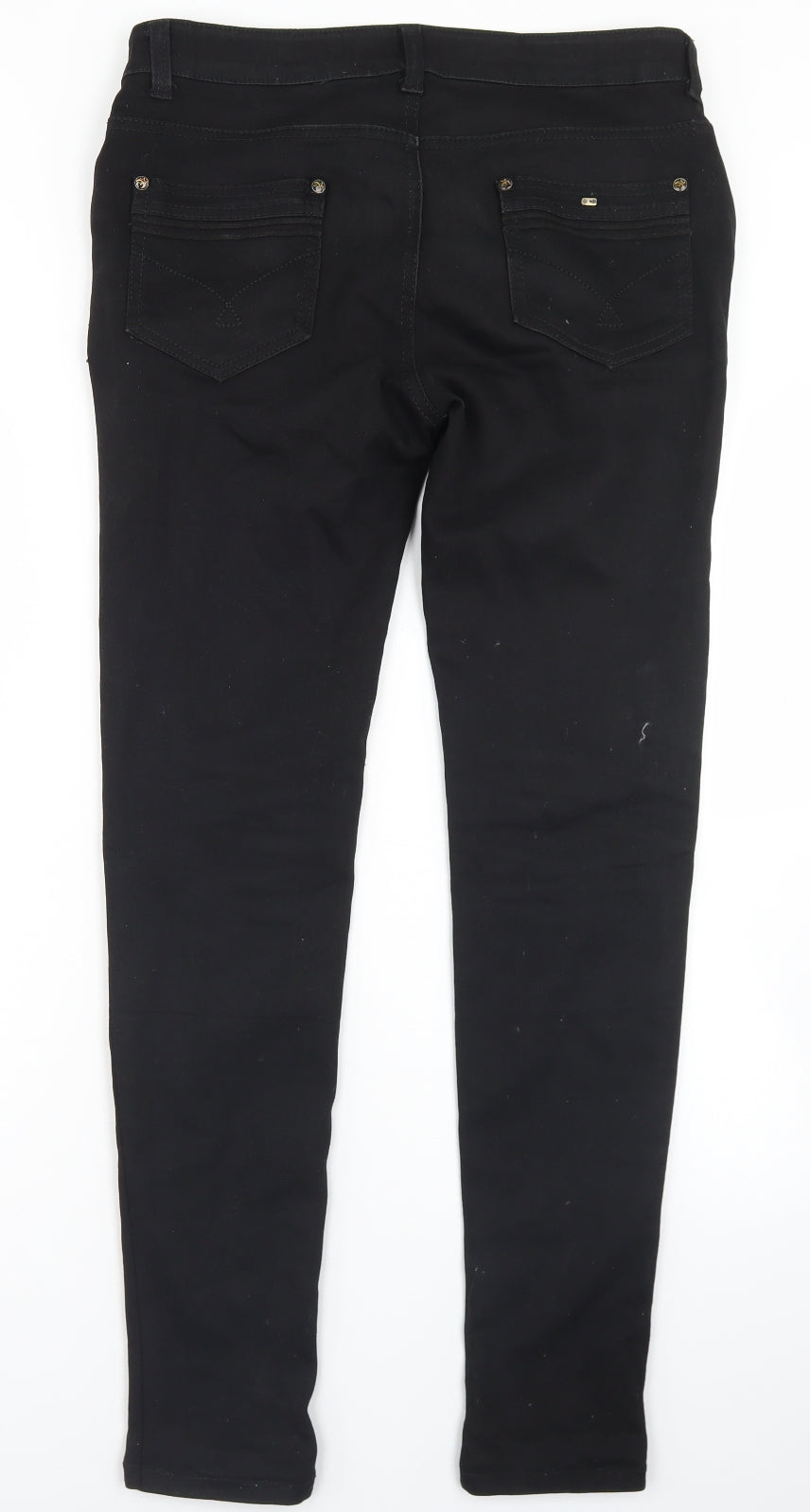 Preworn Womens Black  Cotton Skinny Jeans Size 32 in L30 in Regular Button
