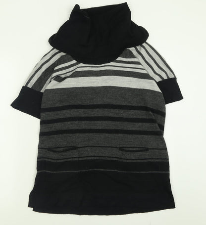 Damart Womens Grey Roll Neck Striped Acrylic Pullover Jumper Size 14