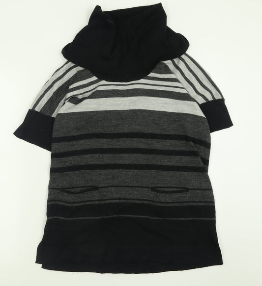 Damart Womens Grey Roll Neck Striped Acrylic Pullover Jumper Size 14