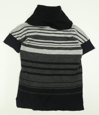 Damart Womens Grey Roll Neck Striped Acrylic Pullover Jumper Size 14