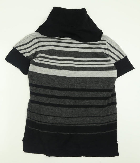 Damart Womens Grey Roll Neck Striped Acrylic Pullover Jumper Size 14