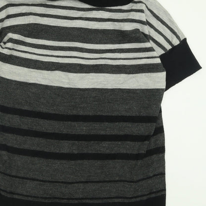 Damart Womens Grey Roll Neck Striped Acrylic Pullover Jumper Size 14