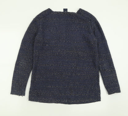 Gap Womens Blue V-Neck  Cotton Pullover Jumper Size S