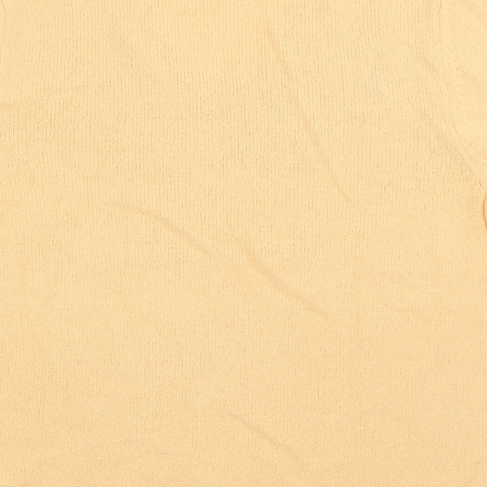 Editions Womens Orange Floral Acrylic Basic T-Shirt Size 12 V-Neck