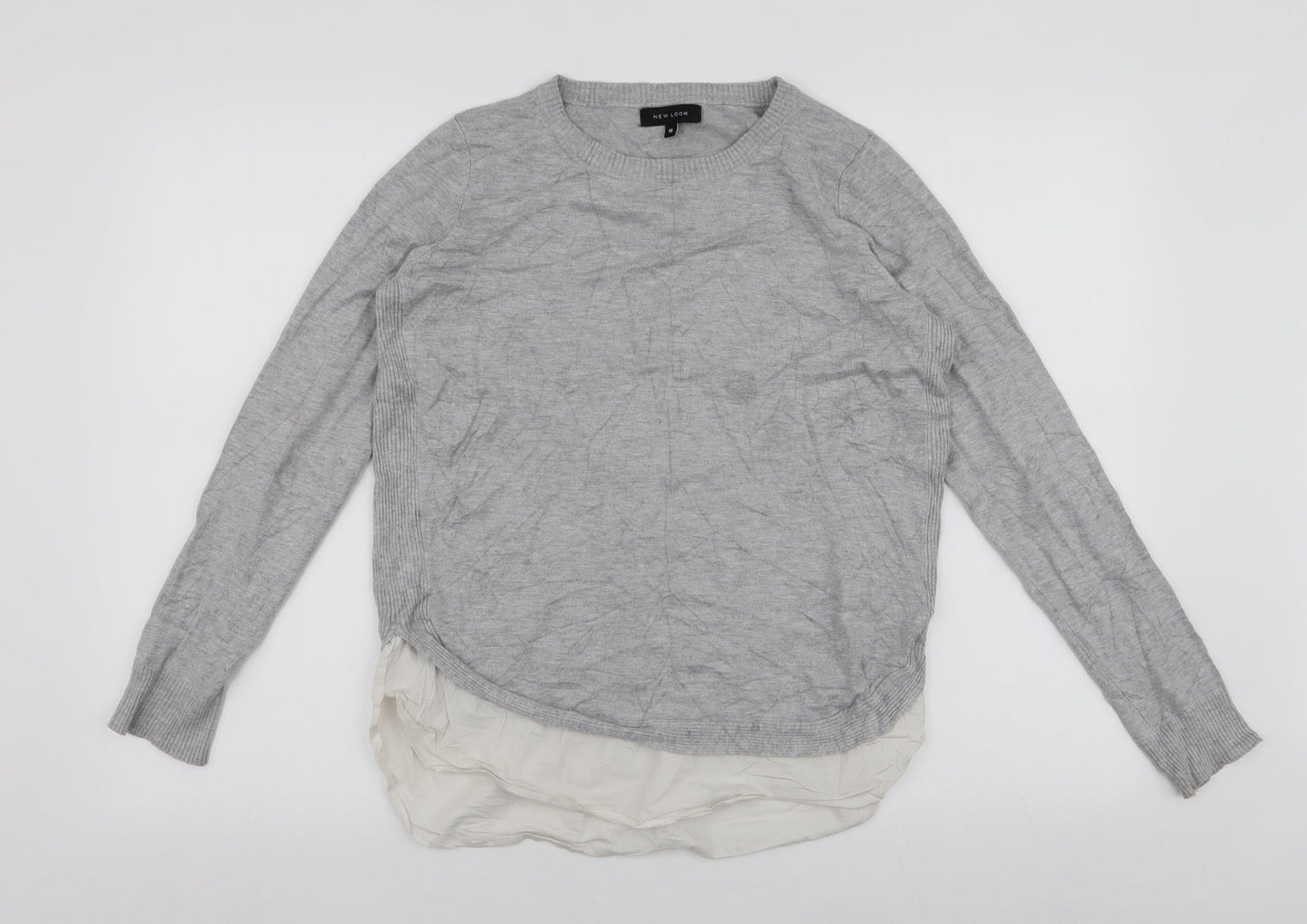 Womens UK Size 10 New Look Grey Henley Jumper