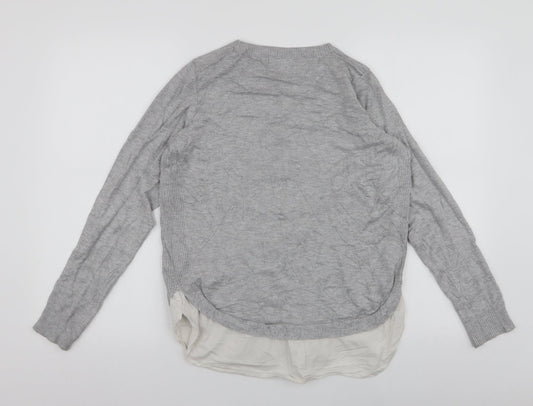 Womens UK Size 10 New Look Grey Henley Jumper