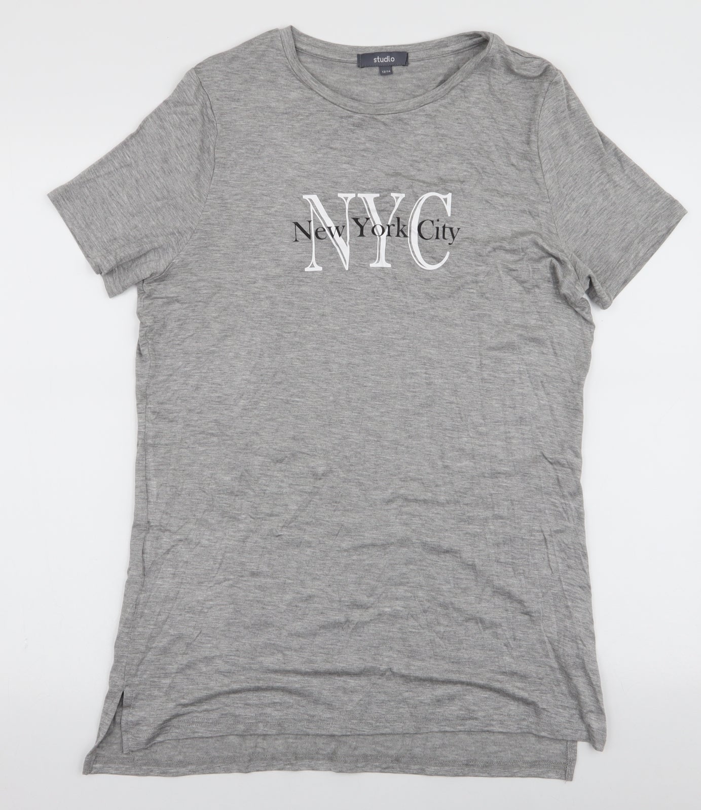 Womens UK Size 12 Studio Grey Jersey T-Shirt