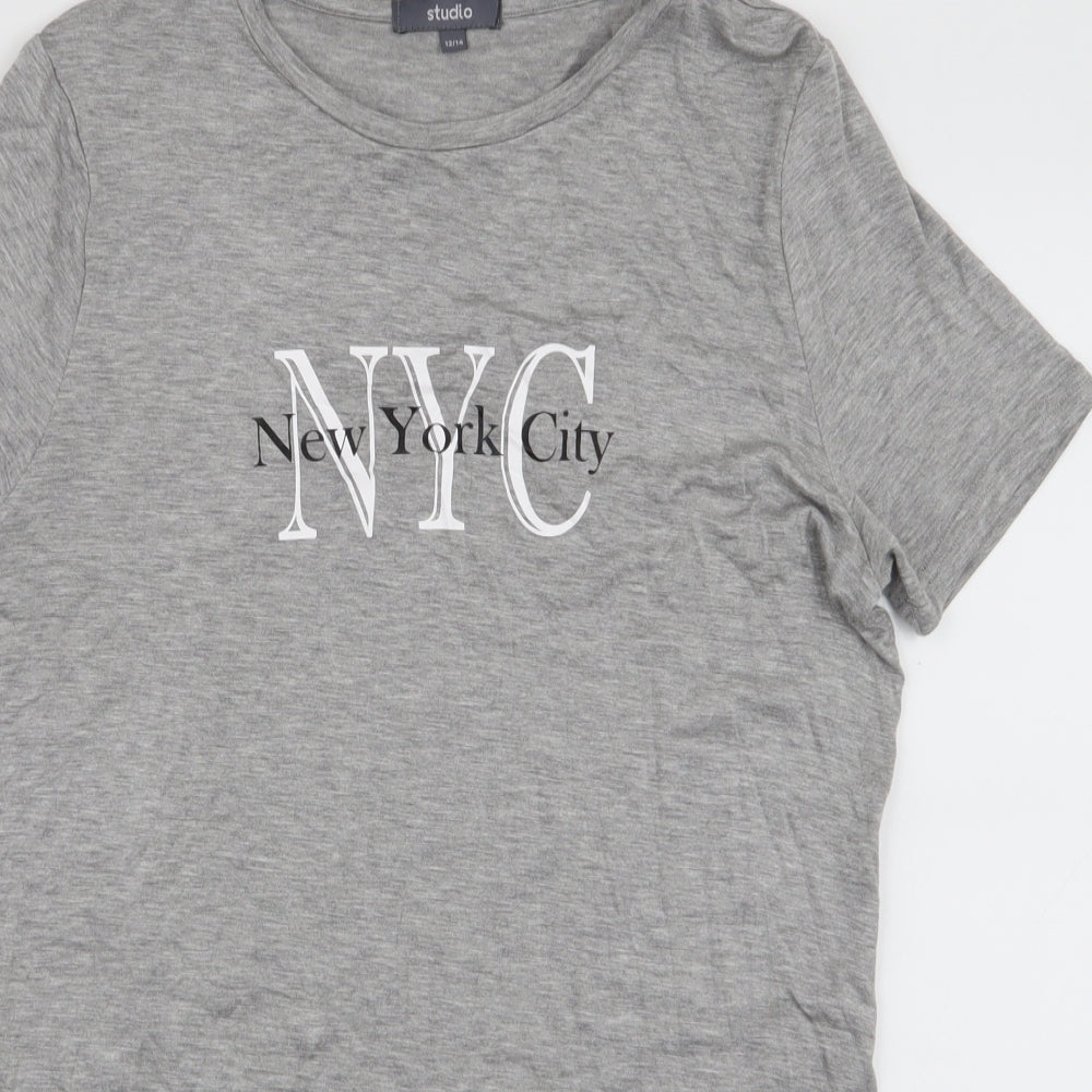 Womens UK Size 12 Studio Grey Jersey T-Shirt