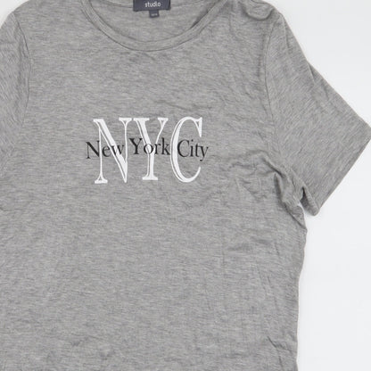 Womens UK Size 12 Studio Grey Jersey T-Shirt