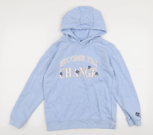 Primark Girls Blue  Cotton Pullover Hoodie Size 10-11 Years  Pullover - Change