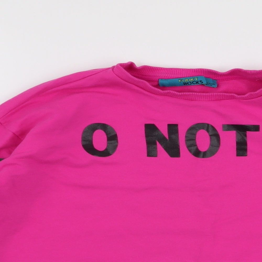 Funky Rocks Girls Pink  100% Cotton Pullover Sweatshirt Size 11-12 Years  Pullover - I don't care