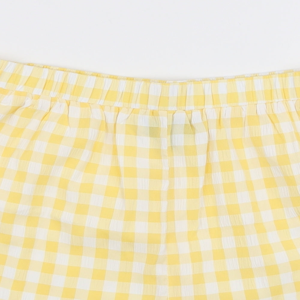 Dorothy Perkins Womens Yellow Check Polyester Sweat Shorts Size S L3 in Regular Pull On