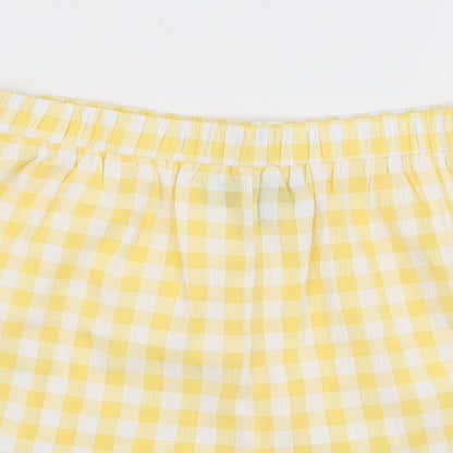Dorothy Perkins Womens Yellow Check Polyester Sweat Shorts Size S L3 in Regular Pull On
