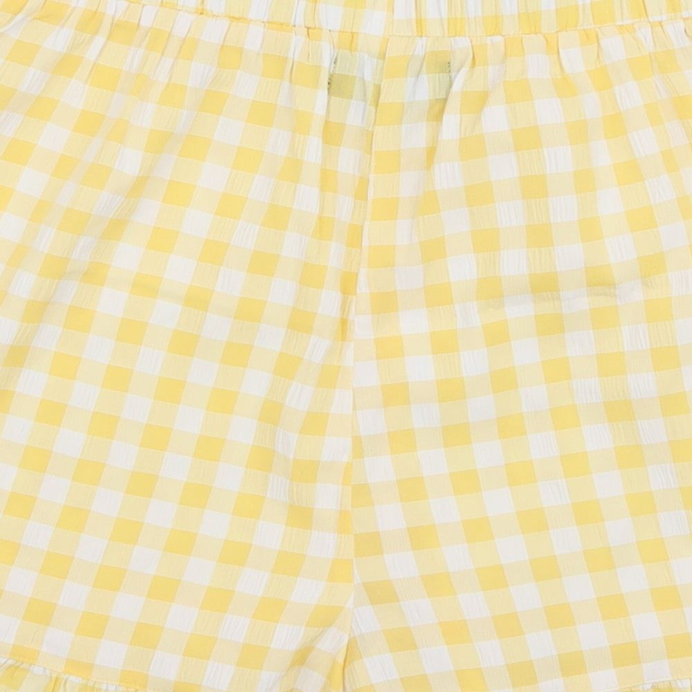 Dorothy Perkins Womens Yellow Check Polyester Sweat Shorts Size S L3 in Regular Pull On
