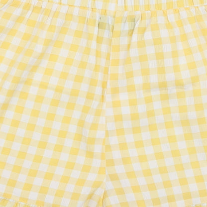 Dorothy Perkins Womens Yellow Check Polyester Sweat Shorts Size S L3 in Regular Pull On