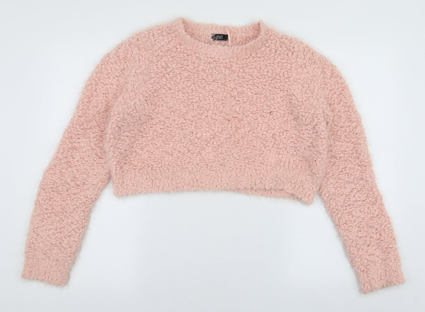 F&F Womens Pink Round Neck  Polyester Pullover Jumper Size 14