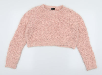 F&F Womens Pink Round Neck  Polyester Pullover Jumper Size 14