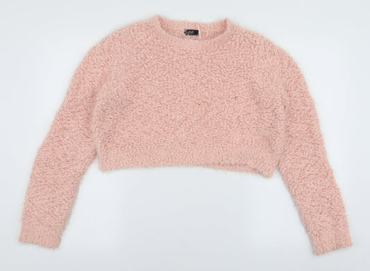 F&F Womens Pink Round Neck  Polyester Pullover Jumper Size 14