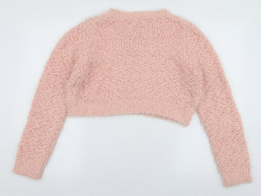 F&F Womens Pink Round Neck  Polyester Pullover Jumper Size 14