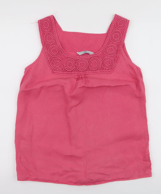 TU Womens Pink  Linen Basic Blouse Size 10 Round Neck