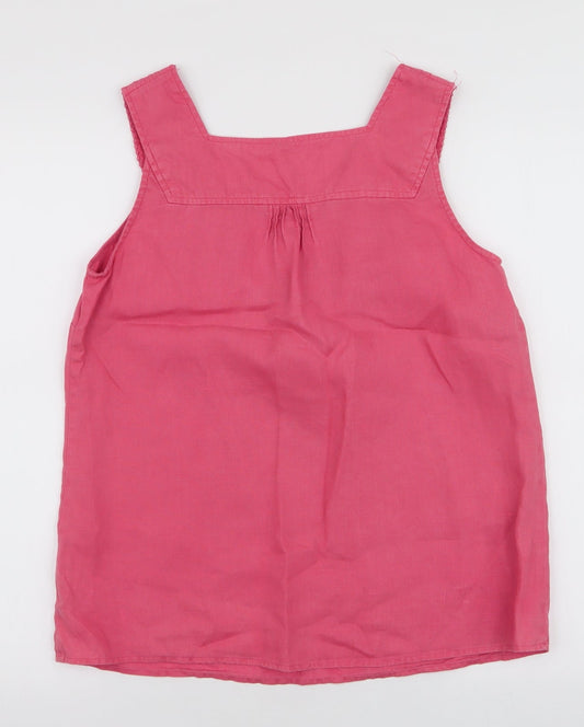 TU Womens Pink  Linen Basic Blouse Size 10 Round Neck