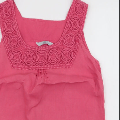 TU Womens Pink  Linen Basic Blouse Size 10 Round Neck