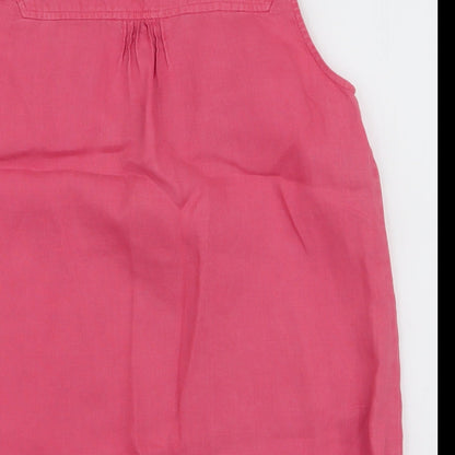 TU Womens Pink  Linen Basic Blouse Size 10 Round Neck