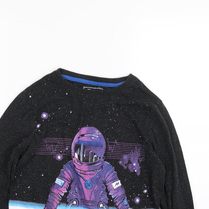 TU Girls Black Spotted Cotton Pullover T-Shirt Size 11 Years Crew Neck Pullover - Disc Jockey